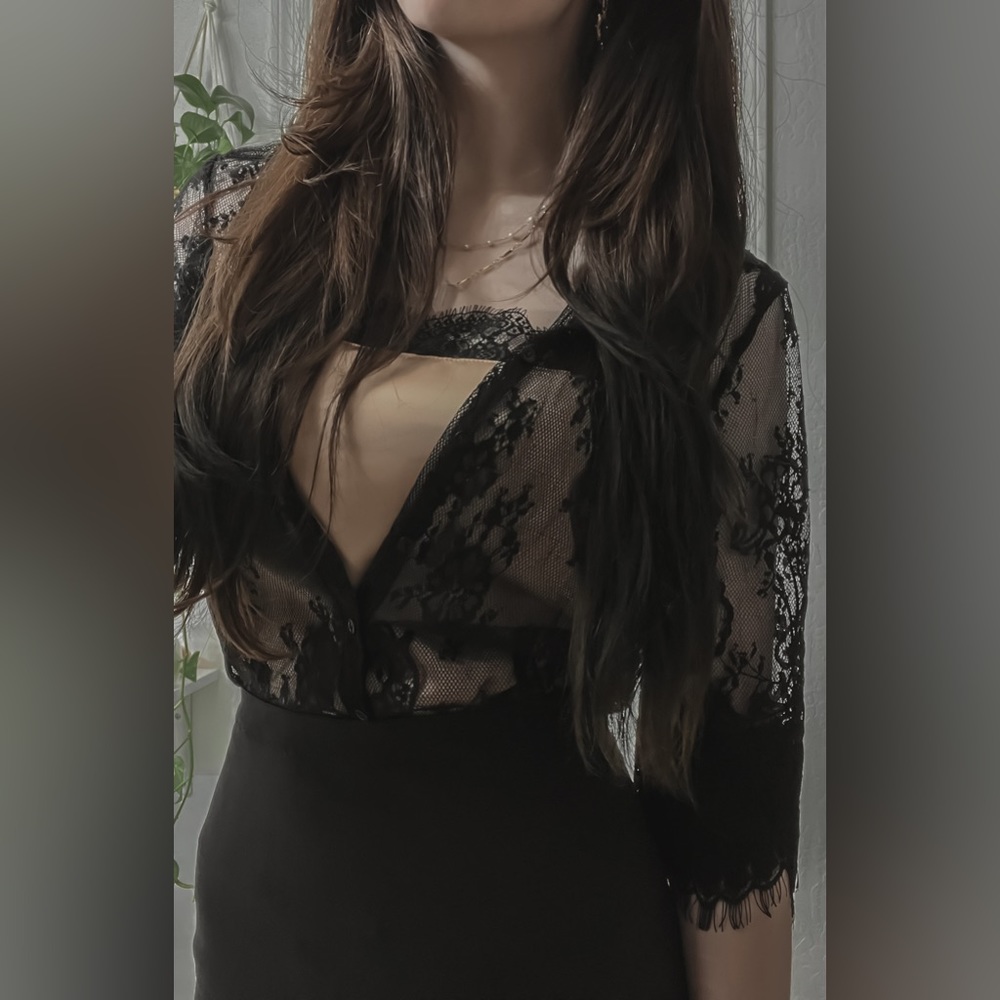 Bebe lace button down blouse